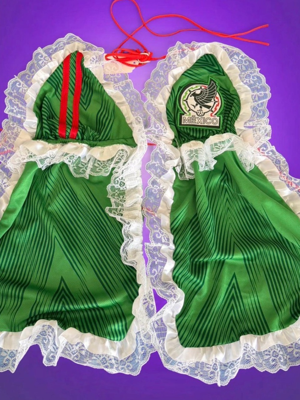 Green Mexico Lace-Trim Kids One-Piece